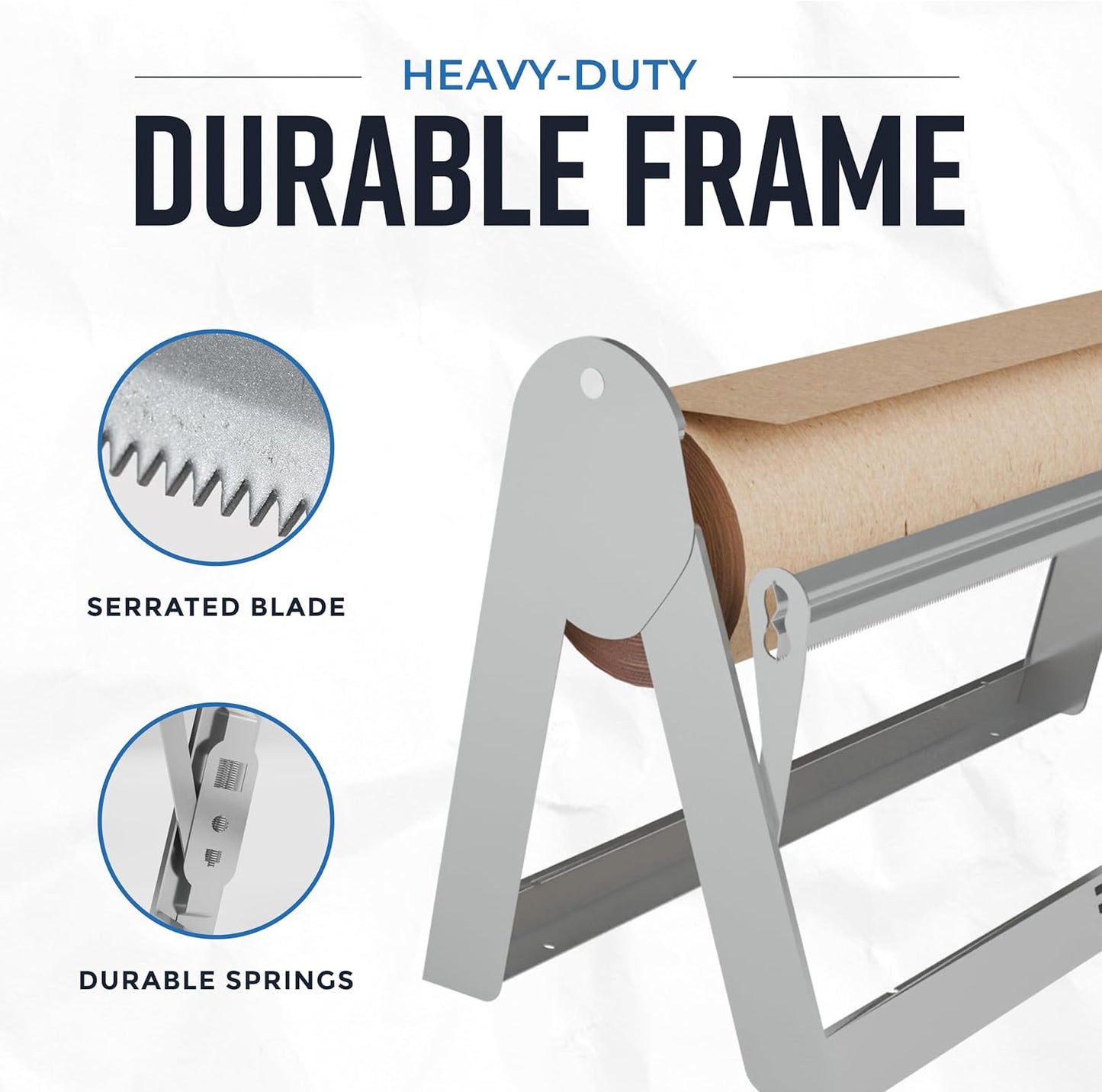 Bryco Goods - 18 Inches All Paper Roll Dispenser and Cutter Made of Heavy-Duty Steel Frame & Sharp Blade. Holds, Dispenses & Cuts. Wall Mountable & Non-Slip Tabletop. Ideal Butcher Paper Dispenser