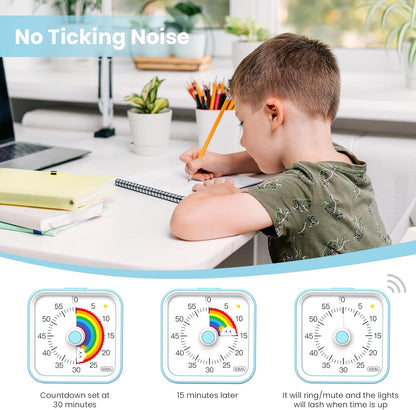Visual Timer for Kids with Pause Function, 60 Minute Countdown Timer for Kids Desk Study, Teaching, Kitchen Cooking, Office Meetings, Time Management for ADHD (White)