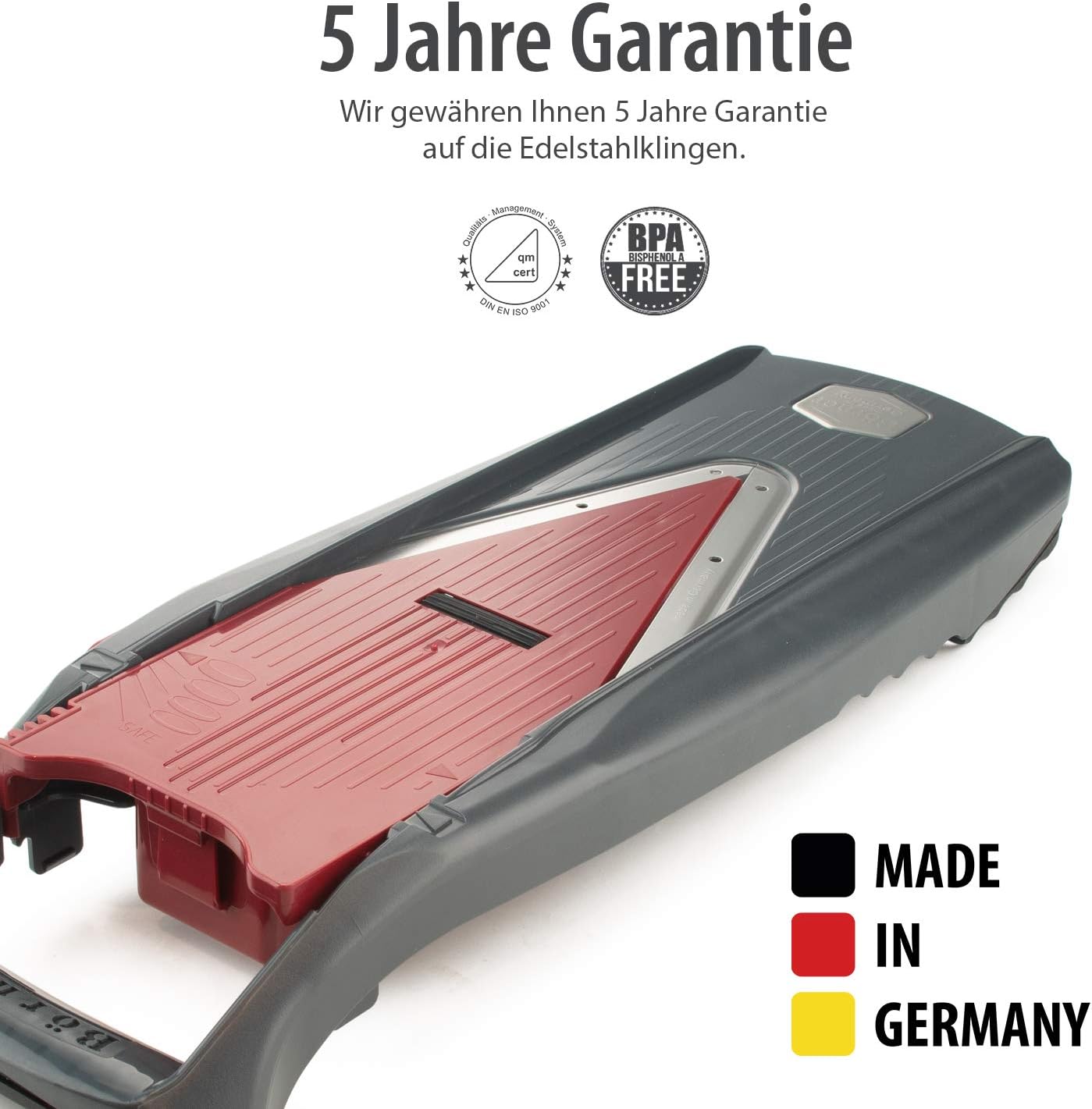 Börner Mandoline Slicer Vital (Profi Set) • Vegetable Slicer with Stainless Steel V-Blade & Dressing Function • 12 Cutting Styles • For Slices, Zoodles, Strips, & Dices in Various Thicknesses