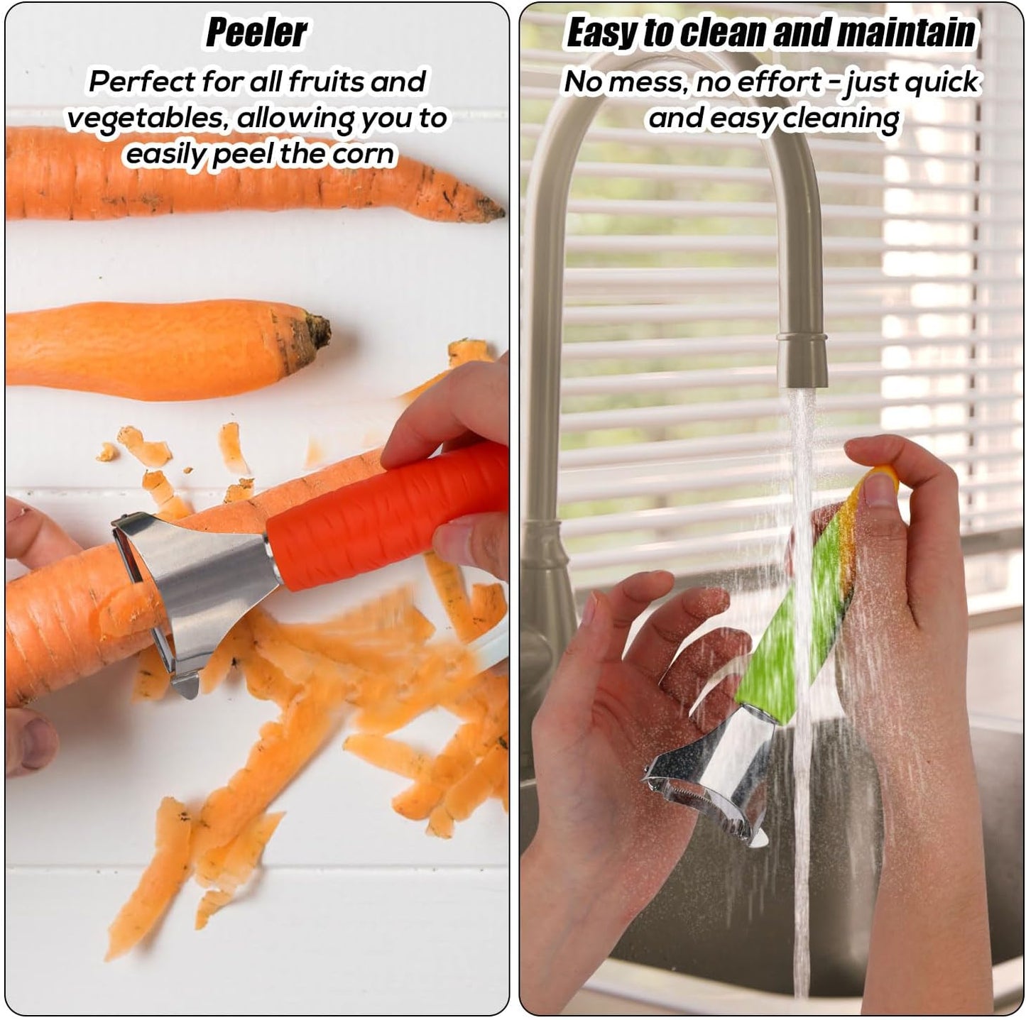 Stainless Steel Corn Thresher Tool & Fruit Peeler, Durable Corn on the Cob Stripper Stripping Husker Separator Scraper Grip Vegetable Peeling Remover Slicer Cutter Knife for Kitchen Gadget Set