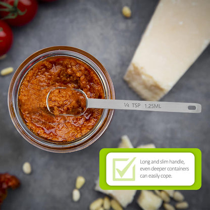 2PCS 1tsp (1/3tbsp, 5ml) Single Measuring Spoon, Stainless Steel Long Handle Individual Teaspoons Only