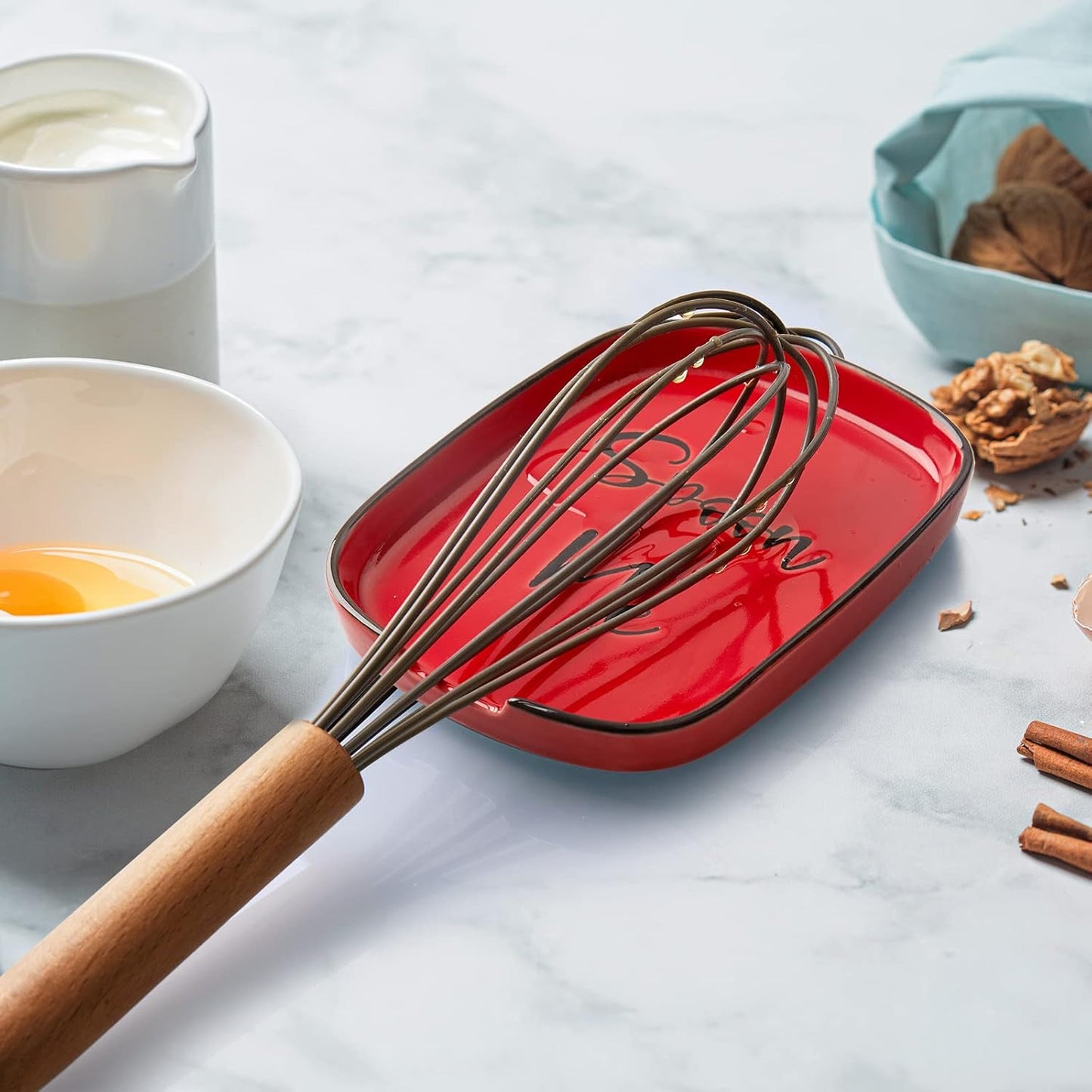 Ceramic Spoon Rest for Stove Top, Large Spoon Holder for Kitchen Counter, White Coffee Spoon Rest, Heat-Resistant Cooking Utensil Rest, Modern Farmhouse Kitchen Décor