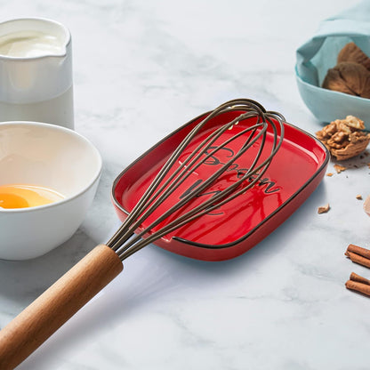Ceramic Spoon Rest for Stove Top, Large Spoon Holder for Kitchen Counter, White Coffee Spoon Rest, Heat-Resistant Cooking Utensil Rest, Modern Farmhouse Kitchen Décor