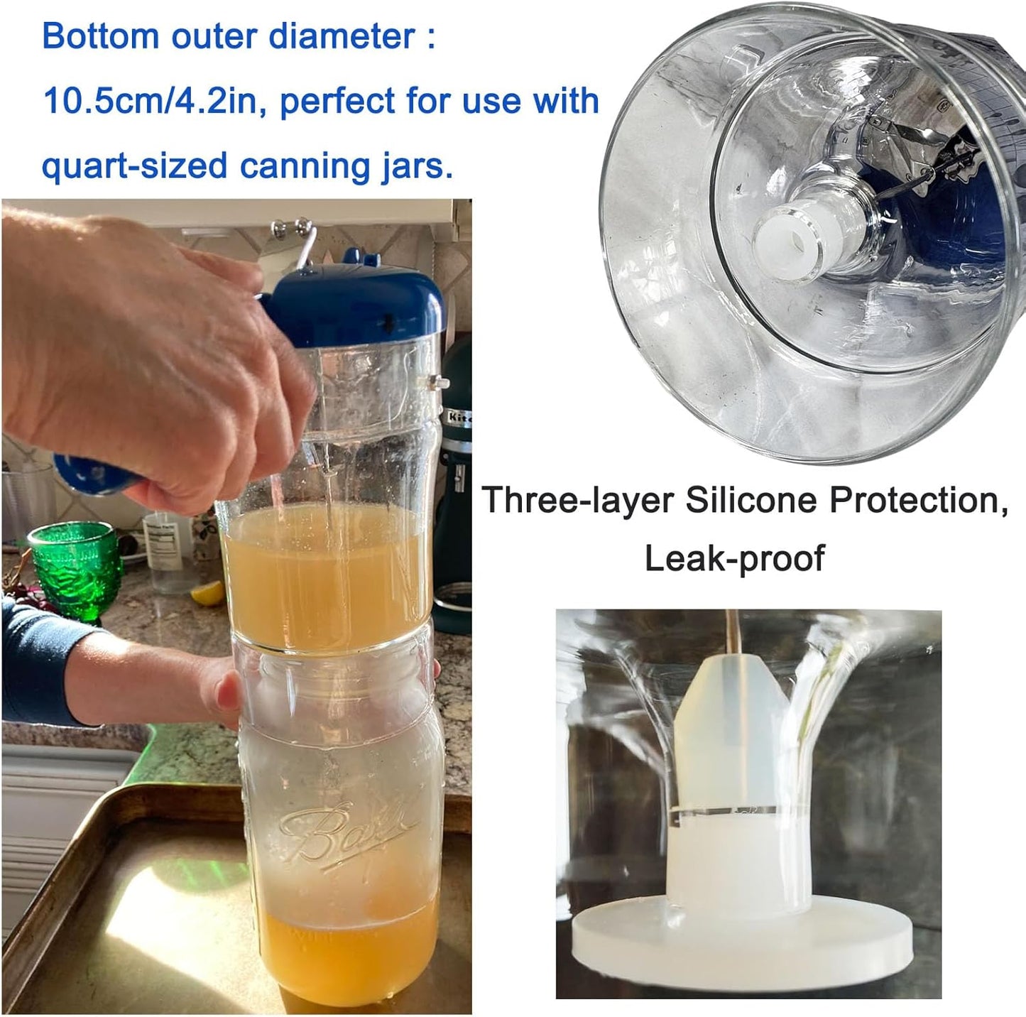 Glass Fat Separator, 4-Cup Gravy Separator with 304 Stainless Steel Strainer, Heat-resistant Glass Grease Separator with Bottom Release