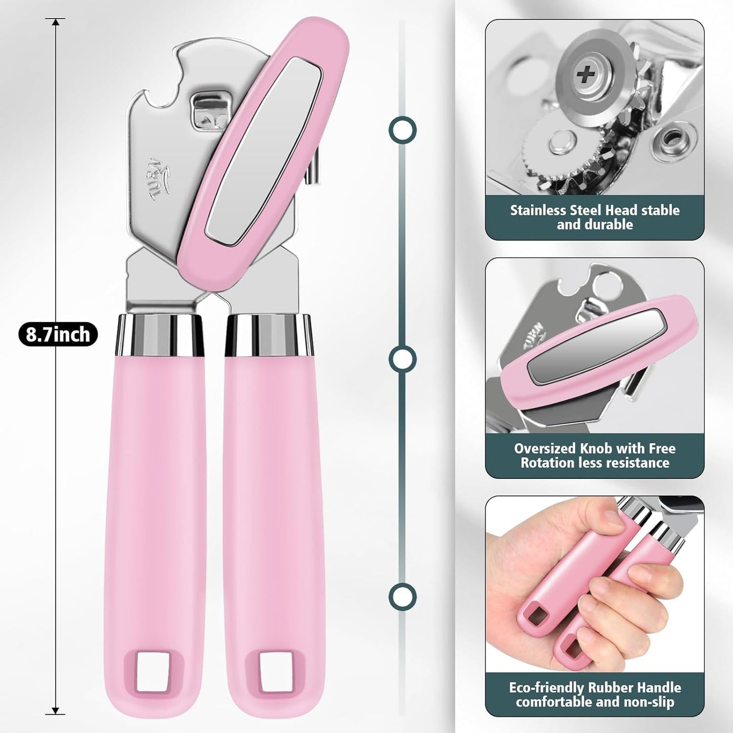 Multifunctional Heavy Duty Can Opener Manual Smooth Edge Can Opener and Bottle Openers with Magnet Durable Sharp Cutting Blade Comfortable Handle Big Effort-Saving Knob Kitchen Tool