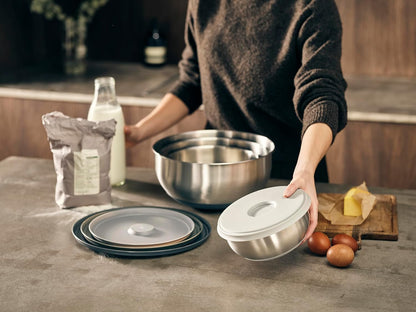 Joseph Joseph Prep&Store- Stainless Steel Mixing Nest Bowls with Lids, 8 piece Metal Bowl food Storage Set, Stainless Steel
