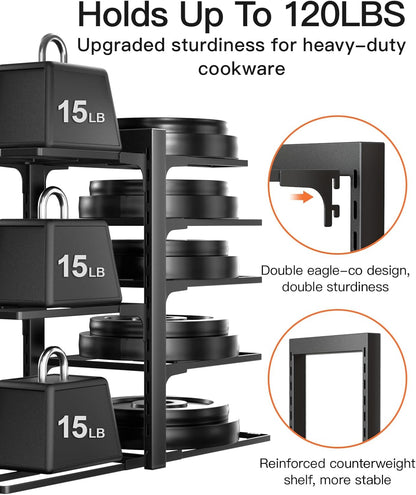 ORDORA Pots and Pans Organizer for Cabinet 16.61 Height, 8 Tier Pot Organizers Rack with 3 DIY Methods, Adjustable Pan Organizer under Cabinet Kitchen Organization and Storage