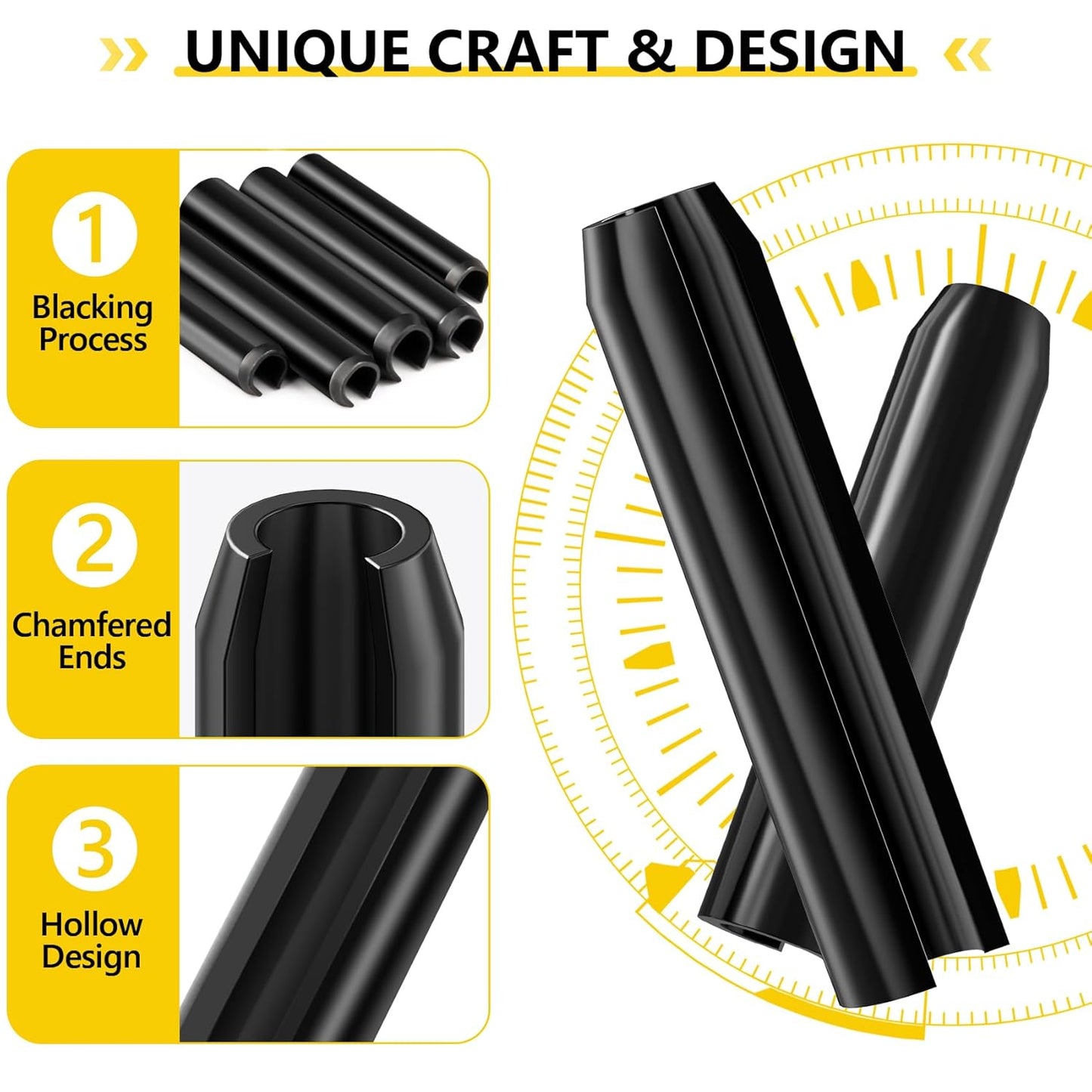 274 Pcs Roll Pin Set, Slotted Metric Roll Pins 65Mn Steel - M1.5 M2 M2.5 M3 M3.5 M4 M5 M6 M8 for Home Automotive Repair