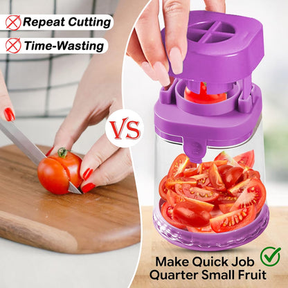 Small Fruit Cutter, Creative Strawberry & Grape Slicer, Quickly Making Fruit Vegetable Salad (Black)
