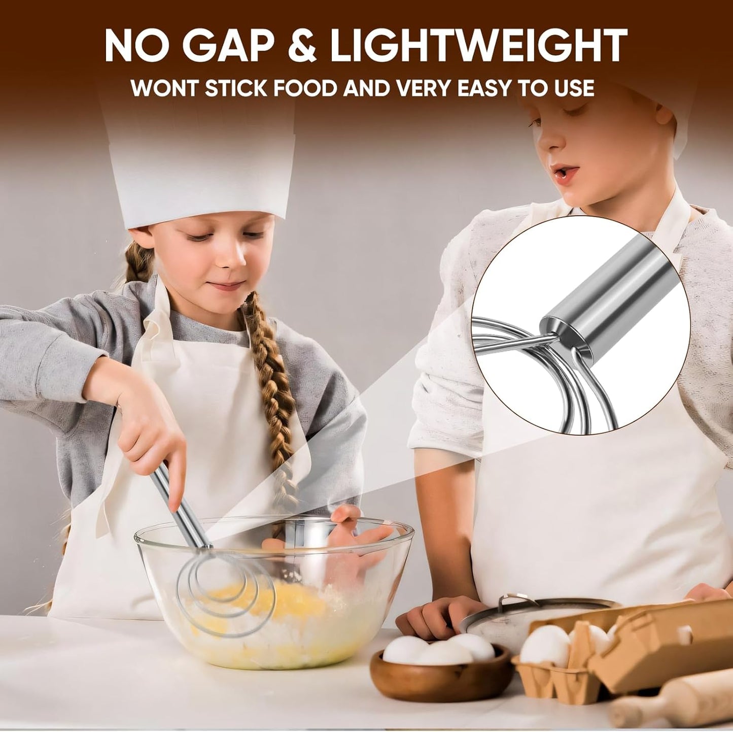 Maxjoy Danish Dough Whisk Wooden Dutch Bread Mixer with Stainless Steel Hook for Sourdough Baking Hand Tool