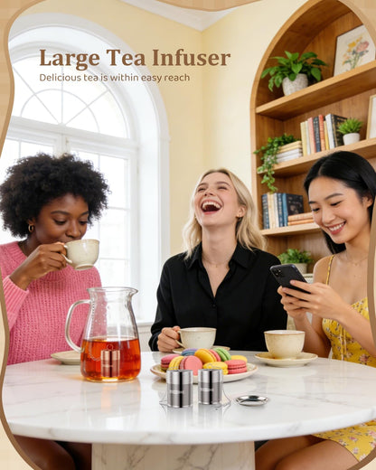House Again Tea Infusers, Extra Fine Mesh Tea Strainers for Loose Tea, Updated Slim Threaded Lid & 304 Stainless Steel, Loose Leaf Tea Steeper for Brew Tea Spices & Seasonings