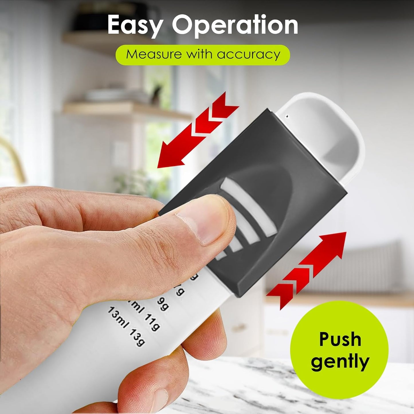 GOCHA Double-Ended Adjustable Measuring Spoon - 9-in-1 Kitchen Tool with Precision Scales (0.5-13ml/g) - Space-Saving Design for Dry & Liquid Ingredients (Black Green)