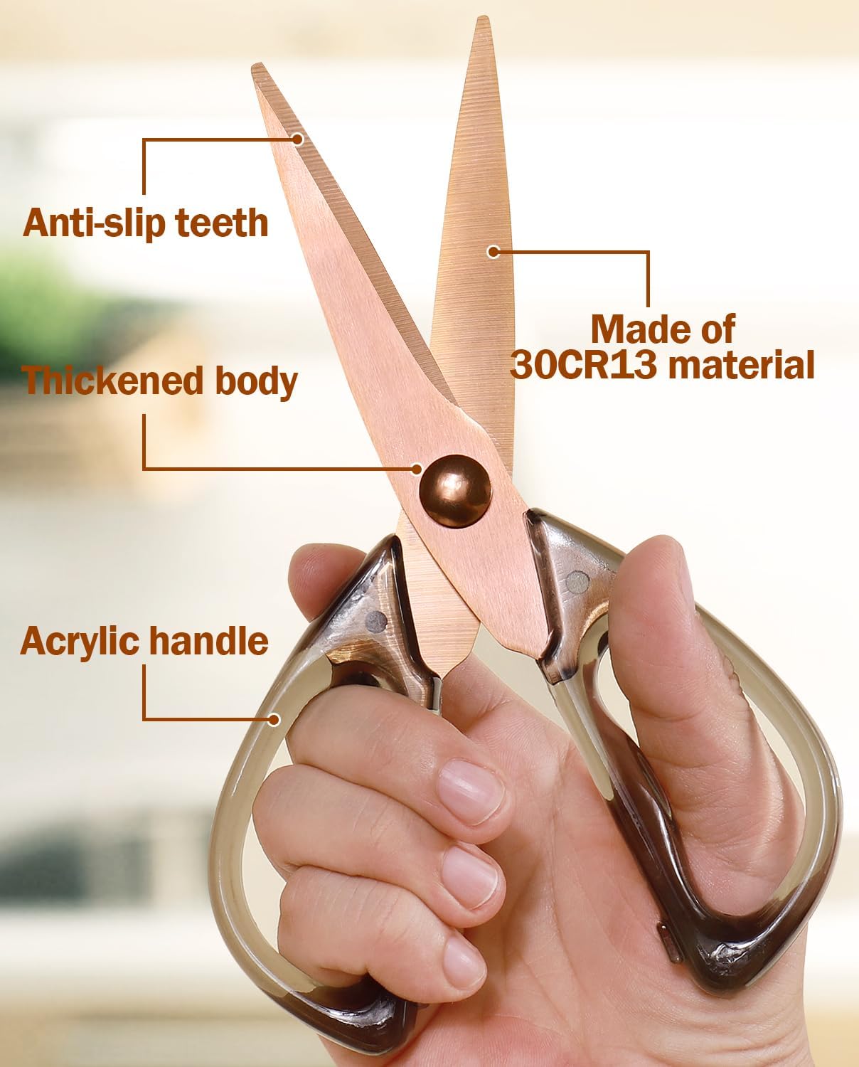 Heavy Duty Kitchen Scissors, Titanium Coated All Purpose Shears - Extra Sharp Detachable Blades for Poultry, Chicken Bones, Meat, Vegetables, Herbs | Micro Serrated & Ergonomic Handle