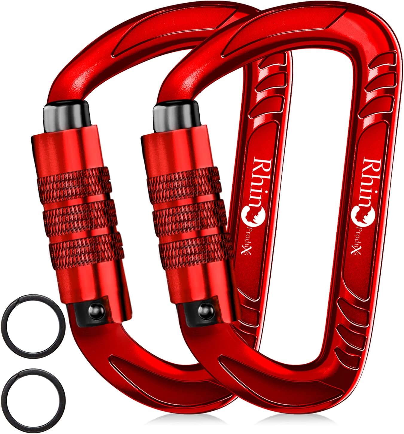 Rhino Produxs 12kN (2697 lbs) Heavy Duty Carabiner Clips, for Securing Pets, Outdoor, Camping, Hiking, Hammock, Dog Leash Harness, Keychains