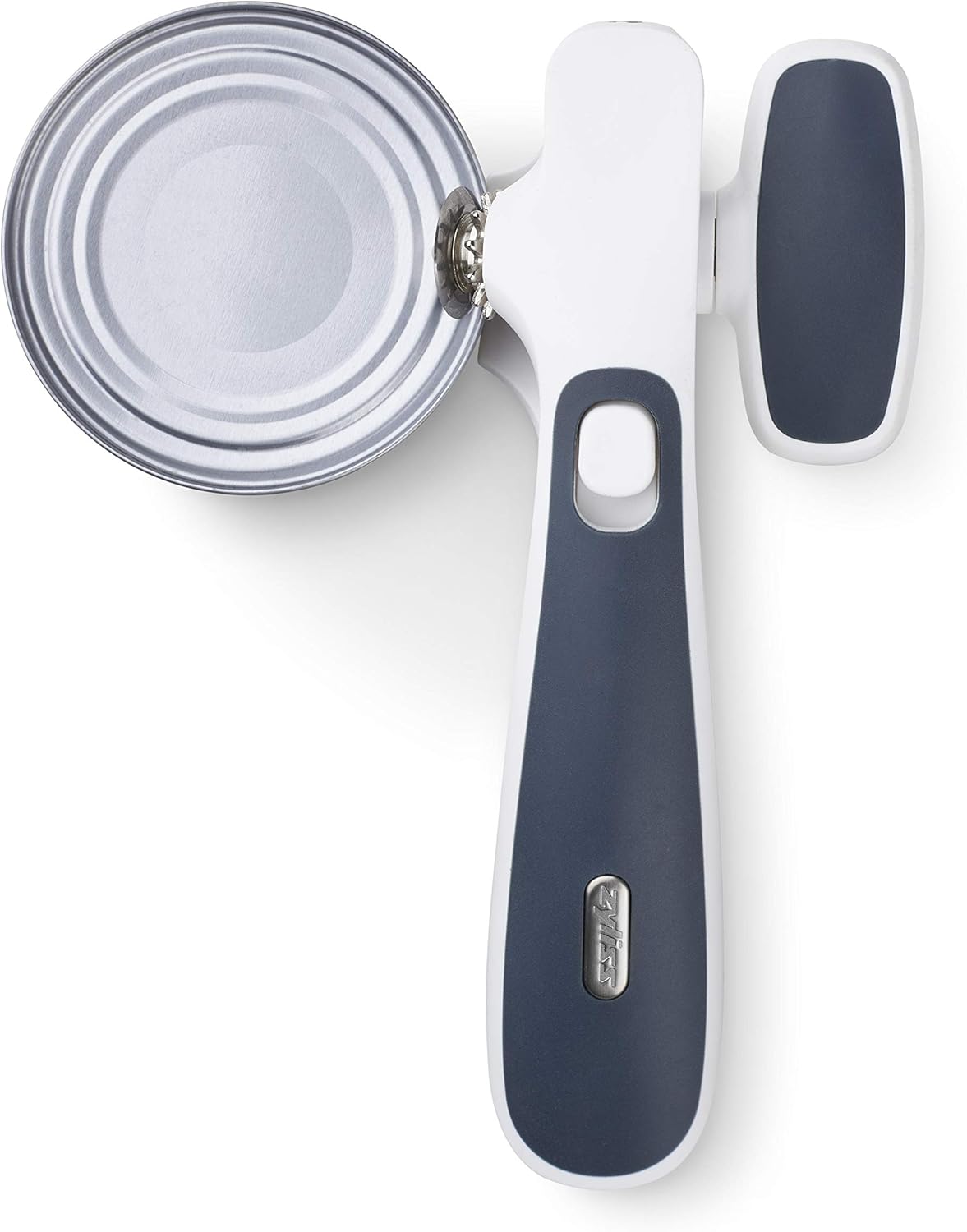 Zyliss E930043 Can Opener Lock and Lift, Plastic/Stainless Steel, White/Grey, Manual Tin Opener, Safe and Easy Lid Removal/Disposal, Lock and Unlock Safety, Dishwasher Safe