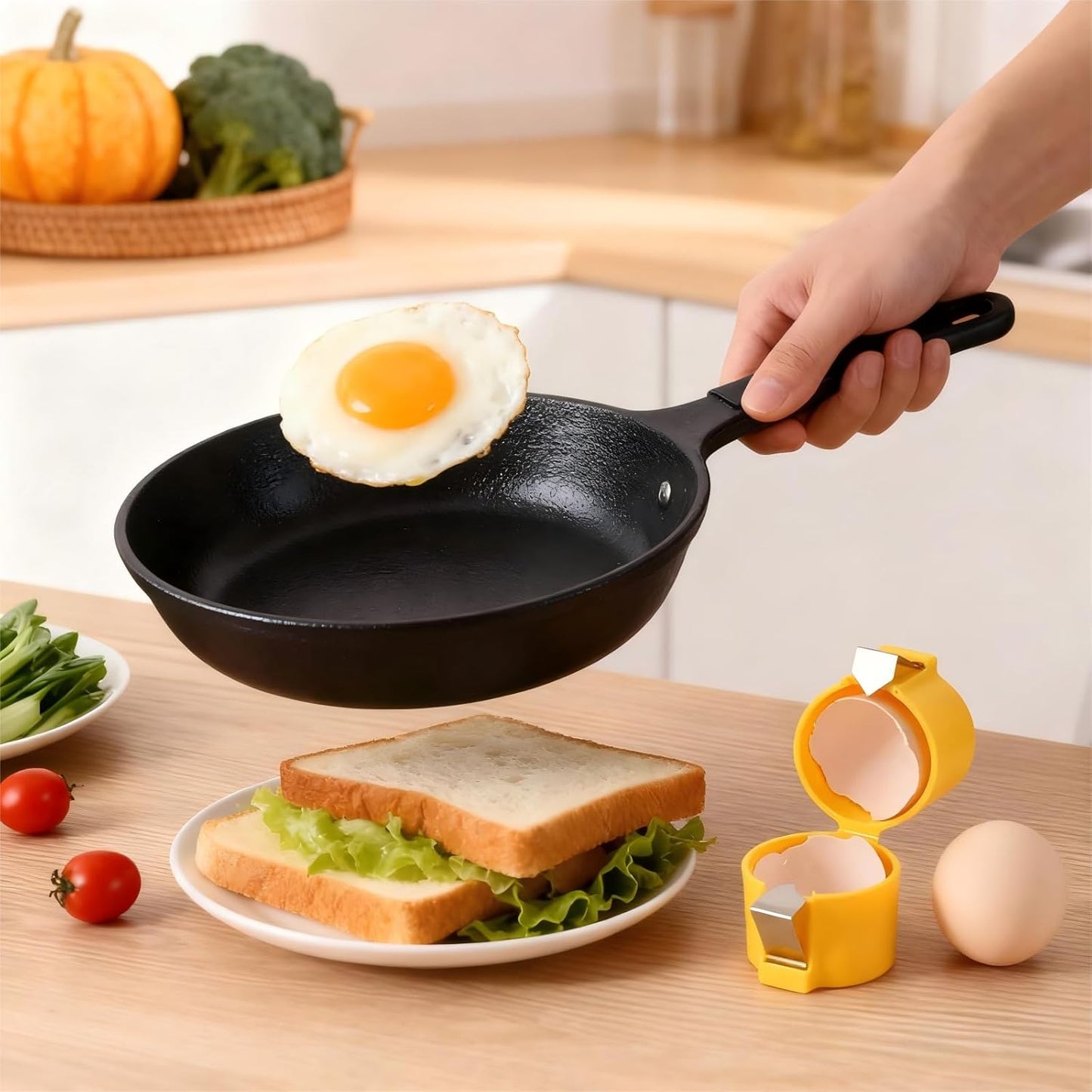 Premium PP Egg Shell Opener & Egg Cracker, Multifunctional Egg Peeler & Egg Opener Tool for Raw Eggs, Quick Clean Crack Egg Opener for Home Kitchen Gadgets (Yellow)