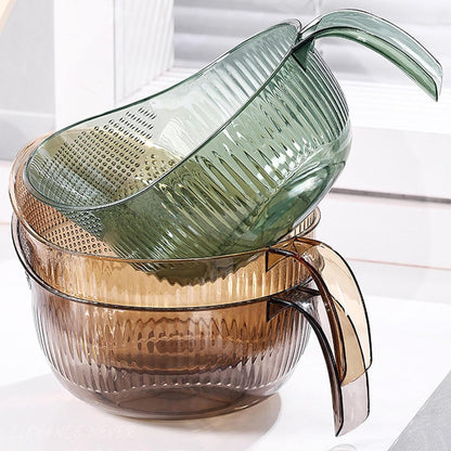 Functional Rice Washing Colander Efficient Draining Bowl Practical Sink Basket PET Suitable for Washing Rice
