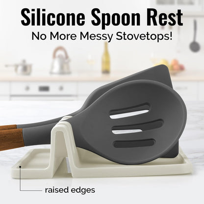 Zulay Kitchen Spoon Rest for Multiple Utensils High Heat-Resistant Silicone Drip Pad, BPA-Free Spoon Holder for Stove Top, Kitchen Gadget Holder for Ladles, Tongs, Cooking Spatula - Makes Great Gift