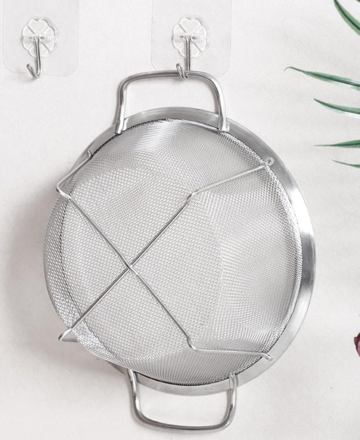 AJIODA Stainless Steel Mesh Colander Strainer Basket, 3 Quart Fine Mesh Net Colander with Heavy Duty Handles & Wide Rim & Resting Feet for Strain, Drain, Rinse, Fry, Steam or Cook Vegetables & Pasta