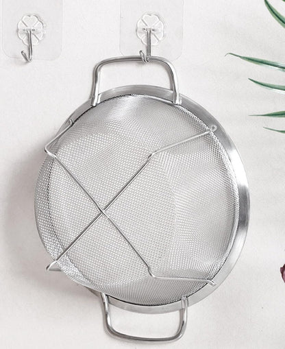 AJIODA Stainless Steel Mesh Colander Strainer Basket, 3 Quart Fine Mesh Net Colander with Heavy Duty Handles & Wide Rim & Resting Feet for Strain, Drain, Rinse, Fry, Steam or Cook Vegetables & Pasta