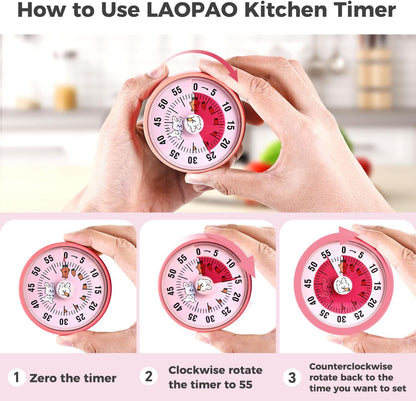 Kitchen Timer, Kitchen Countdown Cooking Reminder No Battery Required Magnetic Time Management Timer, Xmas Gift, Green