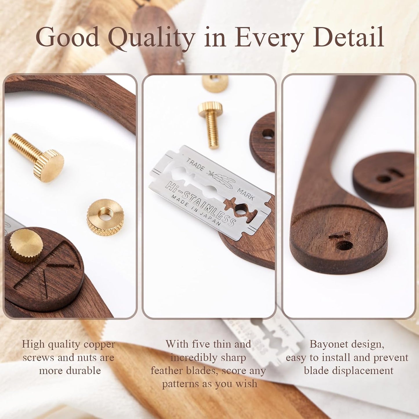 Bench Scraper & Chopper, Stainless Steel Dough Cutter with Wooden Handle, Thick Sharp Blades Pizza Bread Cutter, Multipurpose Kitchen Tool for Baking Cooking