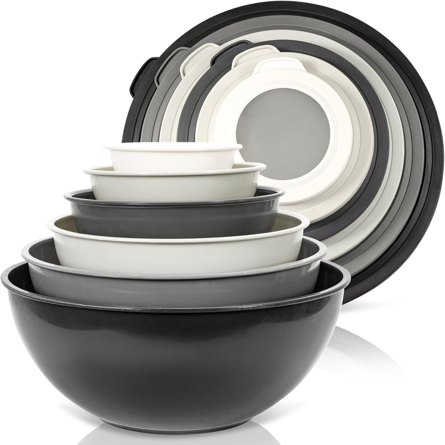 WHYSKO Mixing Bowl Set, 12 Piece Colorful Plastic Mixing Bowls with Lids Set for Food Prep Storage and Serving, Microwave and Dishwasher Safe for Kitchen Baking Cooking