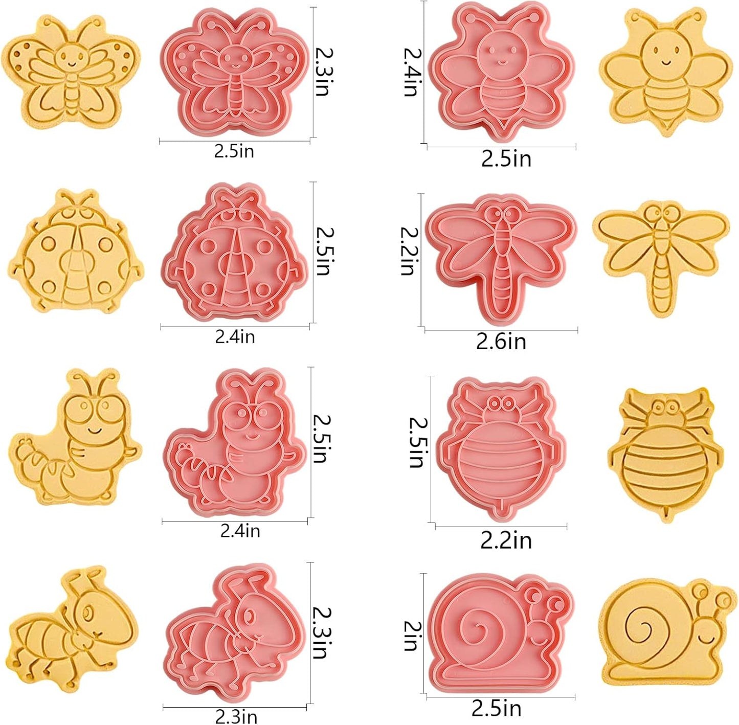 Animal Cookie Cutters With Plunger Stamps Set,8 Piece 3D Animal Embossing Cutters For Biscuit Fondant Cheese Baking Molds