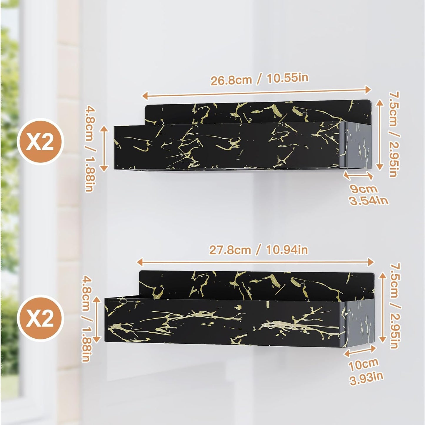 Mystozer Magnetic Spice Rack for Refrigerator, Kitchen Organizer and Storage Shelf, Black (4 Pack)…