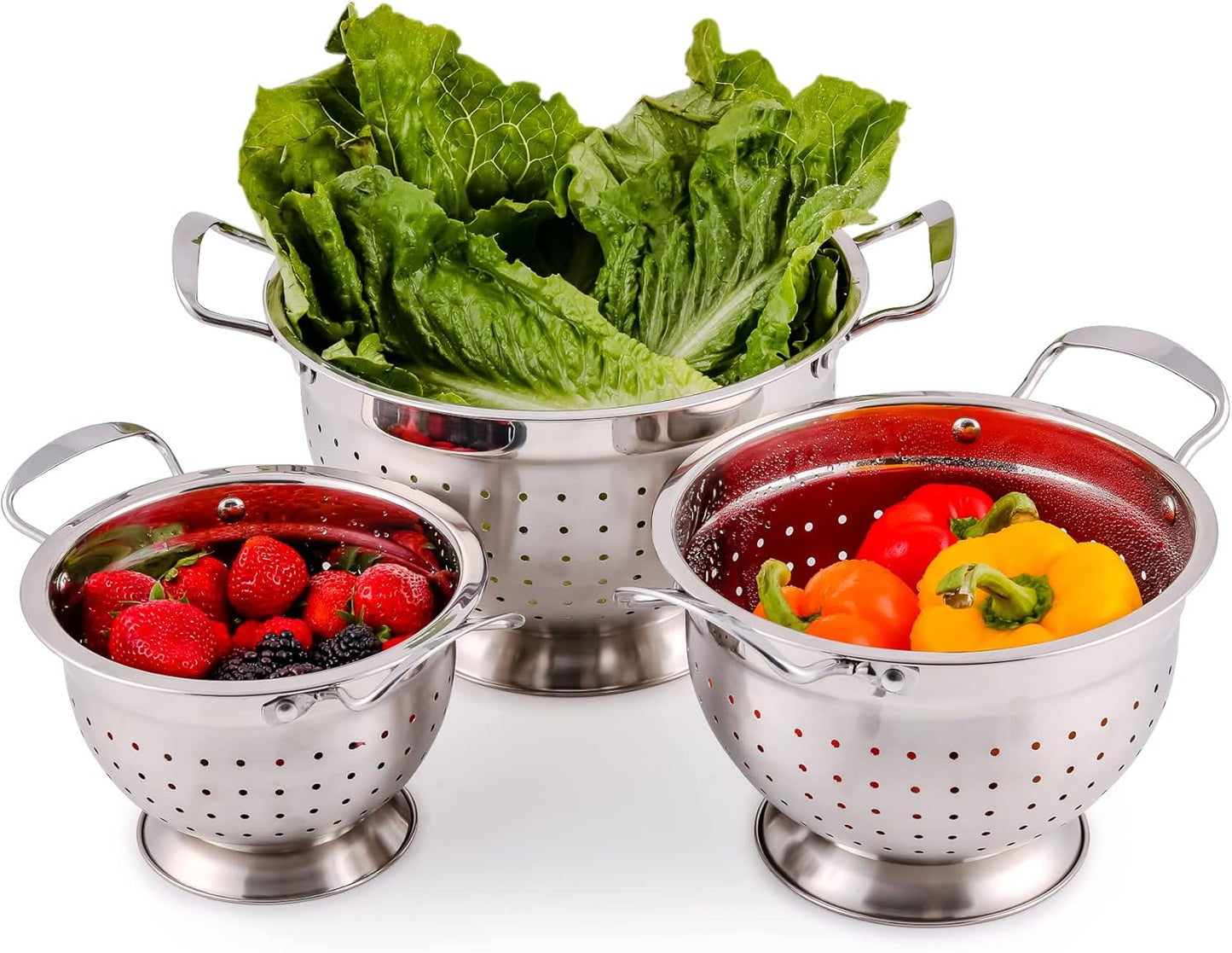 OVENTE Mixing Bowl Set with Lids, 3-Piece Stainless Steel Nesting Bowls for Easy Food Storage, Stackable Design, Kitchen Essential for Baking, Cooking and Prepping, Size 5, 3.5, 1.5QT, Silver BM46333S