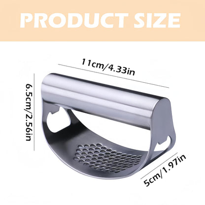 Stainless Steel Garlic Presser, 2025 Upgrade Garlic Press Rocker Garlic Mincer Garlic Press Stainless Steel, Garlic Chopper with Peeler and Cleaning Brush Kitchen Tools (1, Silver)