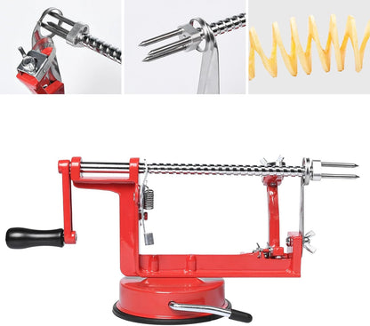 Apple Peeler Corer, Apple Peeler, 3 in 1 Peel Slice Remove Core, with Suction Base Suitable for Apples, Pears, Potatoes, Carrots (Red)