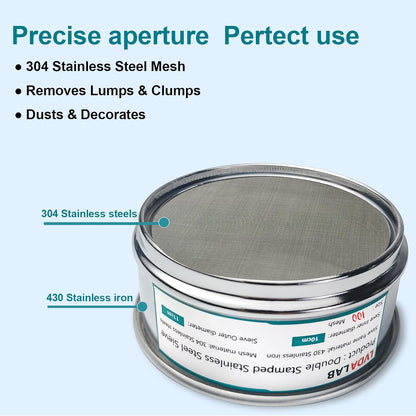 304 Stainless Steel Mesh Lab Sieve, 80 Mesh (0.2mm) Aperture Test Sieve, 4inch(10cm) Diameter Economy Standard Analysis Sample Test Sieves for Industrial Laboratory Homes - Colors B
