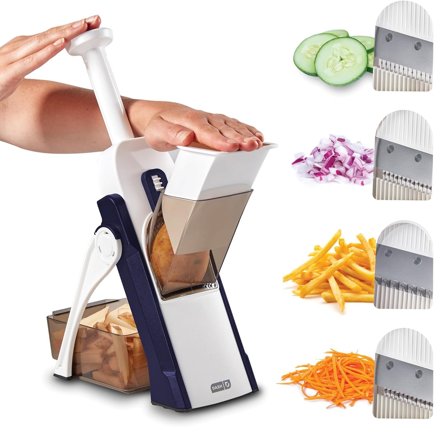 Dash Safe Slice® Mandoline - Compact, Foldable Food Slicer - Slice, Dice, Julienne & More - Perfect for Quick Food Prep - Recipe Guide Included - Aqua