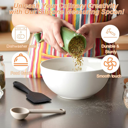 JIEYAO 2 Pcs 1tsp(1/3tbsp, 5 ml) Single Measuring Spoon, Food Grade Silicone Teaspoon Scoop with Hanging Hole Mini Measure for Coffee Baking Cooking