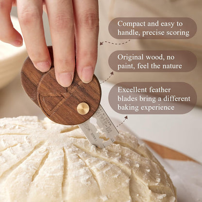 Bench Scraper & Chopper, Stainless Steel Dough Cutter with Wooden Handle, Thick Sharp Blades Pizza Bread Cutter, Multipurpose Kitchen Tool for Baking Cooking