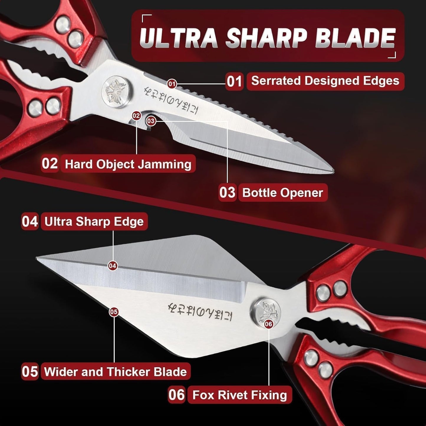 Dream Reach Poultry Shears, Heavy Duty Kitchen Shears with Serrated Edge, No Rust Spring Loaded, Multipurpose Stainless Steel Kitchen Scissors for Chicken, Bone, Meat, Turkey, Fish Thanksgiving Gifts