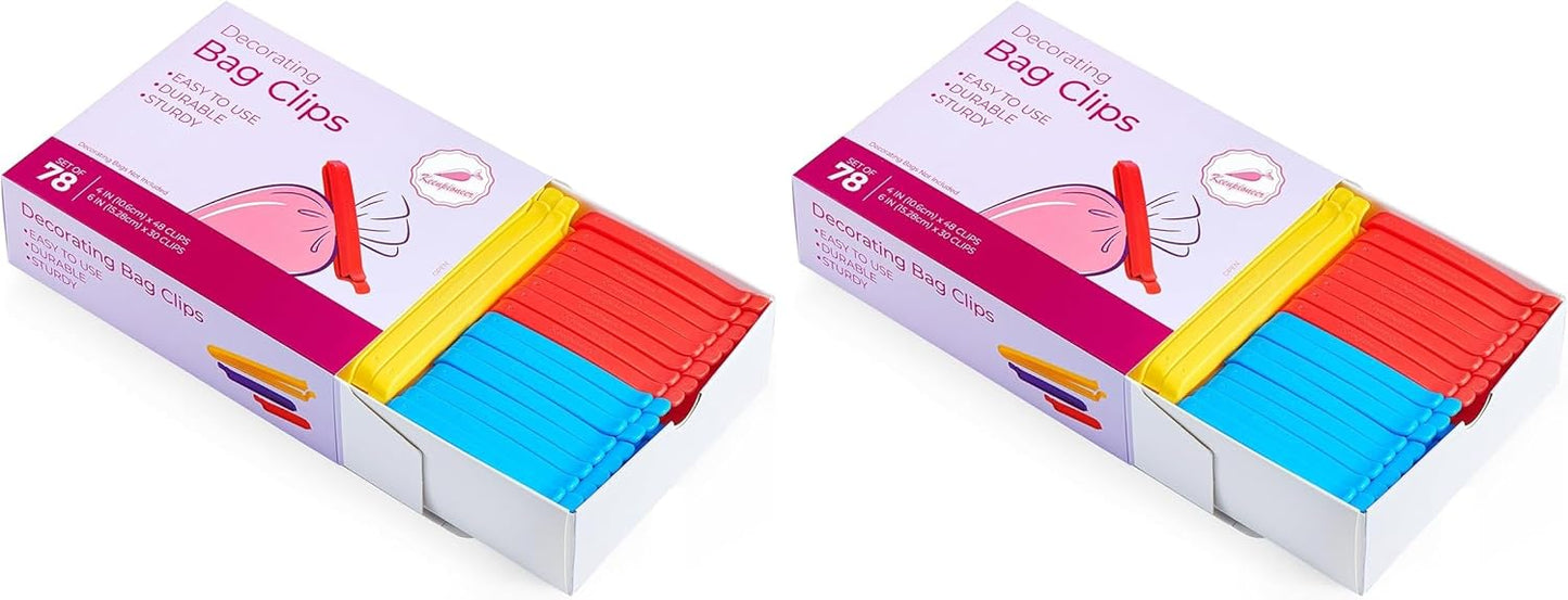 Keenpioneer Decorating/Icing Bag Sealing Clips, 60 Pack, Multipurpose for Food and Snack Storage, 3inch, 4inch and 6inch long