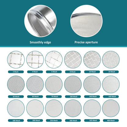 304 Stainless Steel Mesh Lab Sieve, 80 Mesh (0.2mm) Aperture Test Sieve, 4inch(10cm) Diameter Economy Standard Analysis Sample Test Sieves for Industrial Laboratory Homes - Colors A