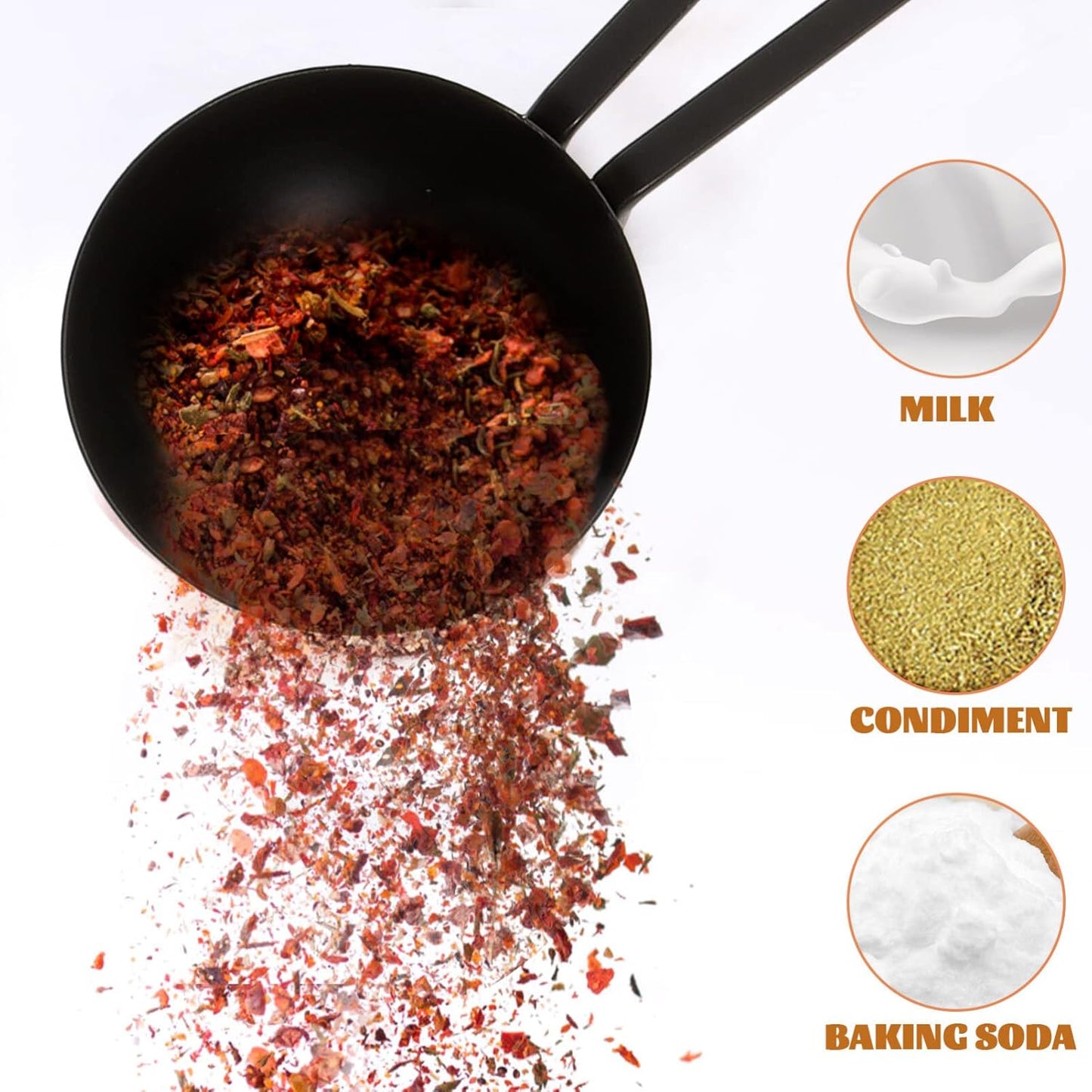 Luxshiny 5Pcs Measuring Spoon Set: Nesting Design Teaspoon for Baking, Cooking, Coffee, and Liquid Ingredients - Black