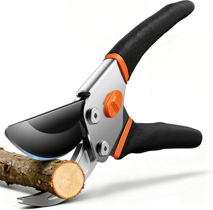 VOTREK® Pruning Shears, 8.5” Professional Garden Pruner with Jam-Proof Spring & Ever-Sharp SK5 Blade, Ergonomic Bypass Clippers for Rose, Tree Trimming, Heavy Duty Bonsai Scissor for Weak Hand