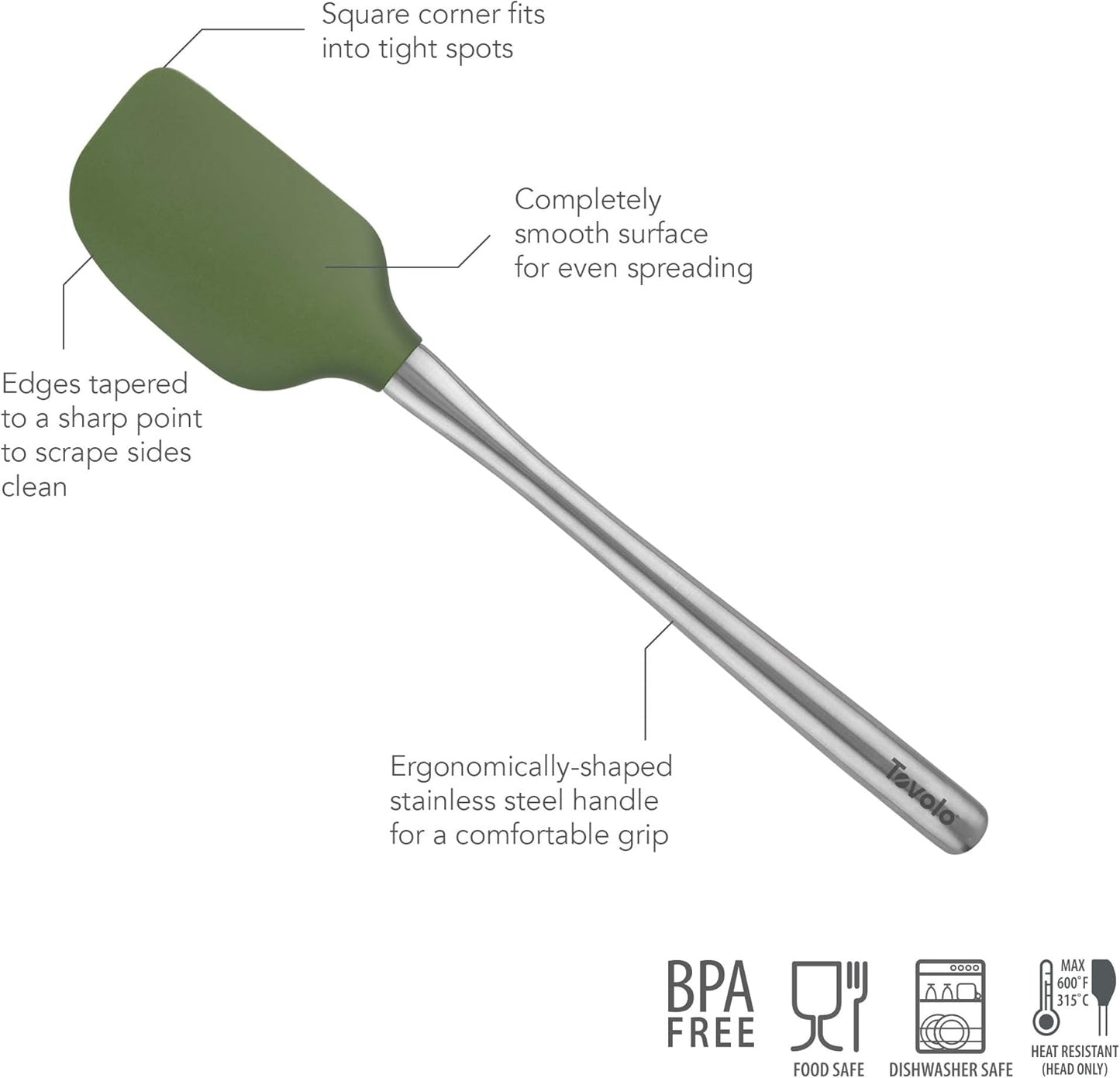 Tovolo Flex Core Silicone Spatula Spoonula Set of 2 for Non Stick Cast Iron Cooking & Baking, Dishwasher Safe Heat Resistant BPA Free Long Stainless Steel Handle Kitchen Utensil, Charcoal Gray