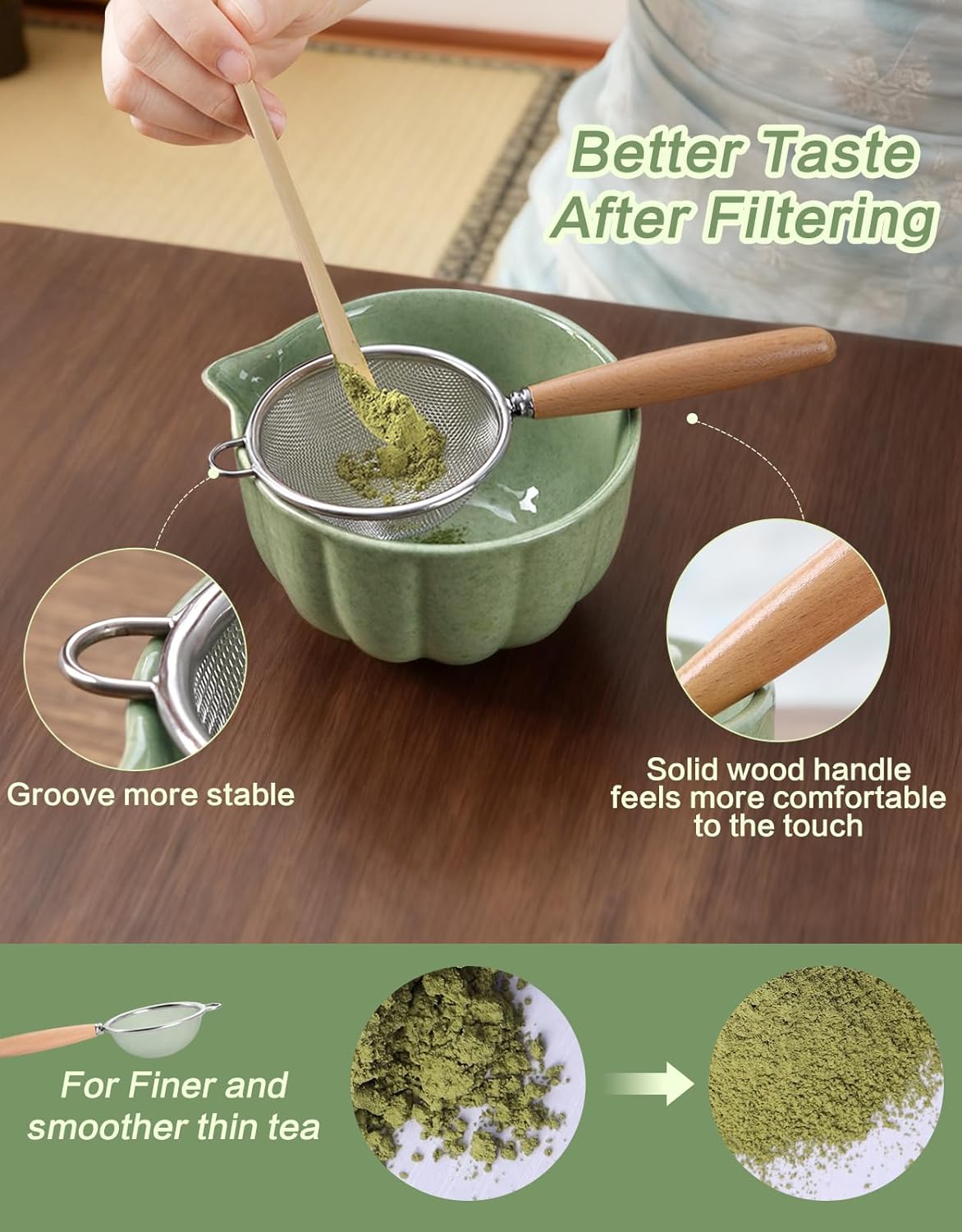 Matcha Whisk Set, 7 Pcs, Matcha Kit Includes Matcha Bowl, Matcha Whisk and Holder, Bamboo Scoop, Spoon, Sifter and Tea Towel, Matcha Set, Gift for Matcha Lovers & Beginners (Pink)