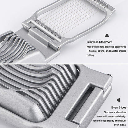 Egg Slicer For Hard Boiled Eggs, Heavy Duty Aluminium Egg Cutter with Stainless Steel Wires, for Strawberry Banana Soft Fruit Kitchen Gadget (Silver)
