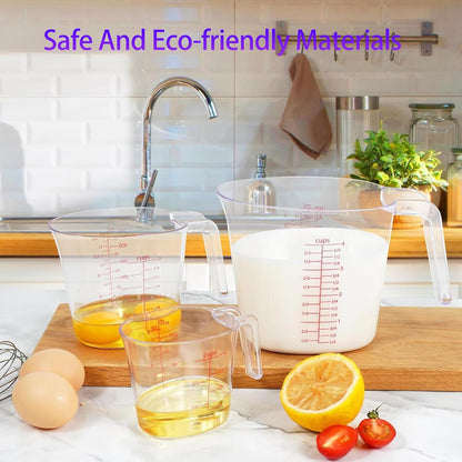 3 Pack Measuring Cup Set, Includes 250Ml (1-Cup), 500Ml (2-Cup) and 1000Ml (4-Cup) Plastic Liquid Measuring Cups- Baking, Cooking, Mixing & Measuring Cups, Essential Kitchen Tools
