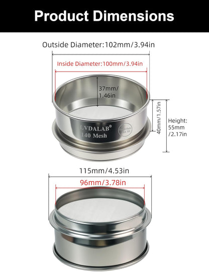 All 304 Stainless Steel Mesh Lab Sieve, 30 Mesh (0.6mm) Aperture Test Sieve, 4inch(10cm) Standard Analysis Sample Test Sieves for Industrial Laboratory Homes