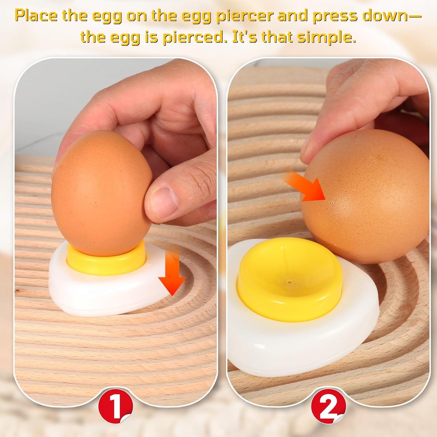 Egg Piercer for Raw Eggs, Stainless Steel Egg Poker with Retractable Sharp Pin, Easy Eggshell Peeler Tool for Perfect Hard Boiled Eggs, Black Kitchen Gadget