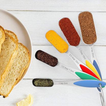 Measuring Cups and Measuring Spoons Set, Wildone Stainless Steel 8 Measuring Cups, 10 Measuring Spoons, 1 Leveler 1 Whisk & 5 Mini Spoons, for Dry and Liquid Ingredient - 25 Piece Multicolor
