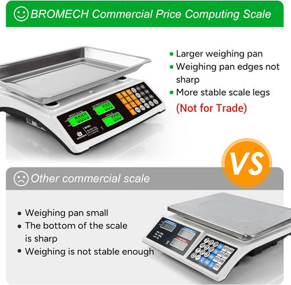 Price Computing Scale 88lb/40kg Commercial Food Scale for Produce Meat with Stainless Steel Large Platform, LCD Display, and Green Bright Backlight for Farmers Markets, Deli, （Not for Trade）