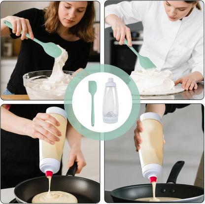 Pancake Squeeze Bottle,Pancake Batter Dispenser Bottle,With Whisk Ball And Stand Base,Squeeze Kitchen Pancake Shaker,For Cupcakes, Muffins,Crepes,Kitchen Baking Tool